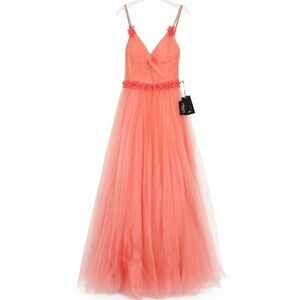 Terani Couture Coral Tulle‎ Gown 2011P1028 Floral Rhinestone Prom Dress 8 NEW